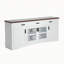 Console de télévision moderne blanche, meuble télé d'une largeur de 67 po, portes et tiroirs de rangement en verre, tablettes réglables-53605814