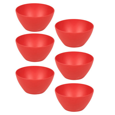 6x High Quality Small Deep Round Reusable Solid Colour Plastic Dinner Bowls