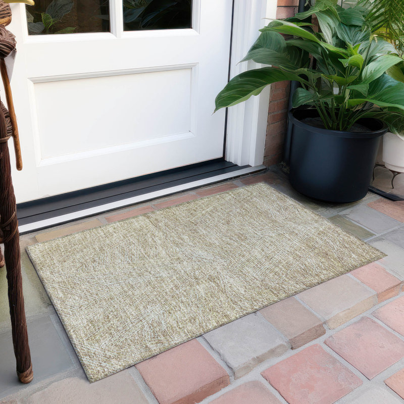 Putty Rectangular Machine Washable Indoor/Outdoor Rug