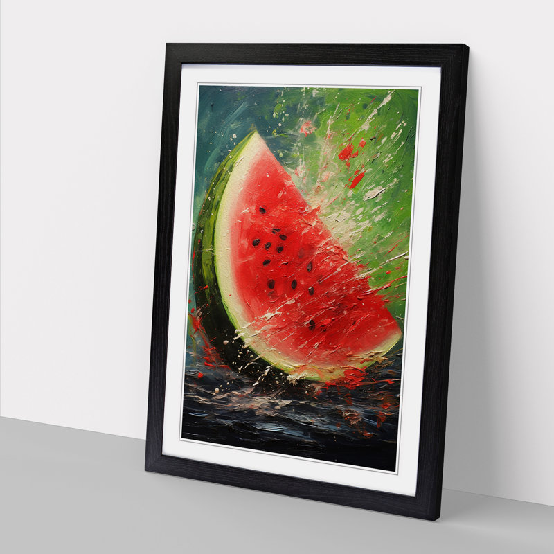 Watermelon Impressionism - Framed Print, 46cm H x 34cm W x 2cm D, Black 