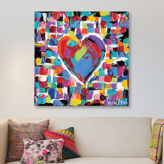 « mosaic cardiaque ii », reproduction d’art sur toile tendue, H 12 po x l 12 po x P 0,75 po