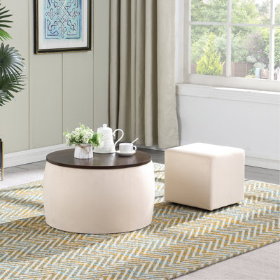 Ensemble de repose-pieds rond avec rangement, combinaison 2 en 1, table basse ronde, repose-pieds carré pour salon, chambre, bureau d'entrée
