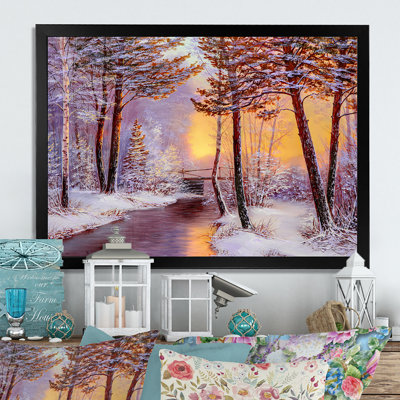 Sunshine Through Snowy Winter Landscape Vii - reproduction d'art sur toile