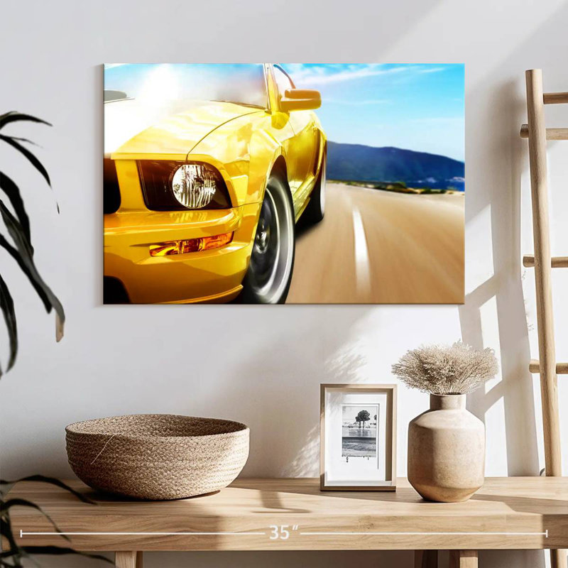 Mehar Speeding Sunlit Sports Car, 24" H x 36" W