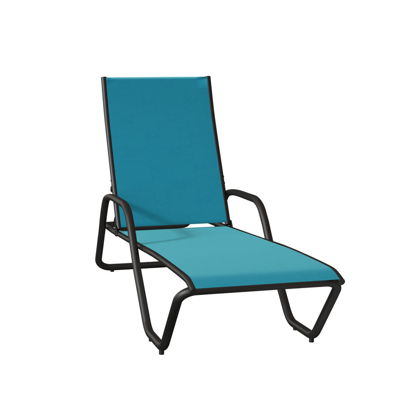 Chaise longue inclinable Gardenella, Noir texturé, Turquoise