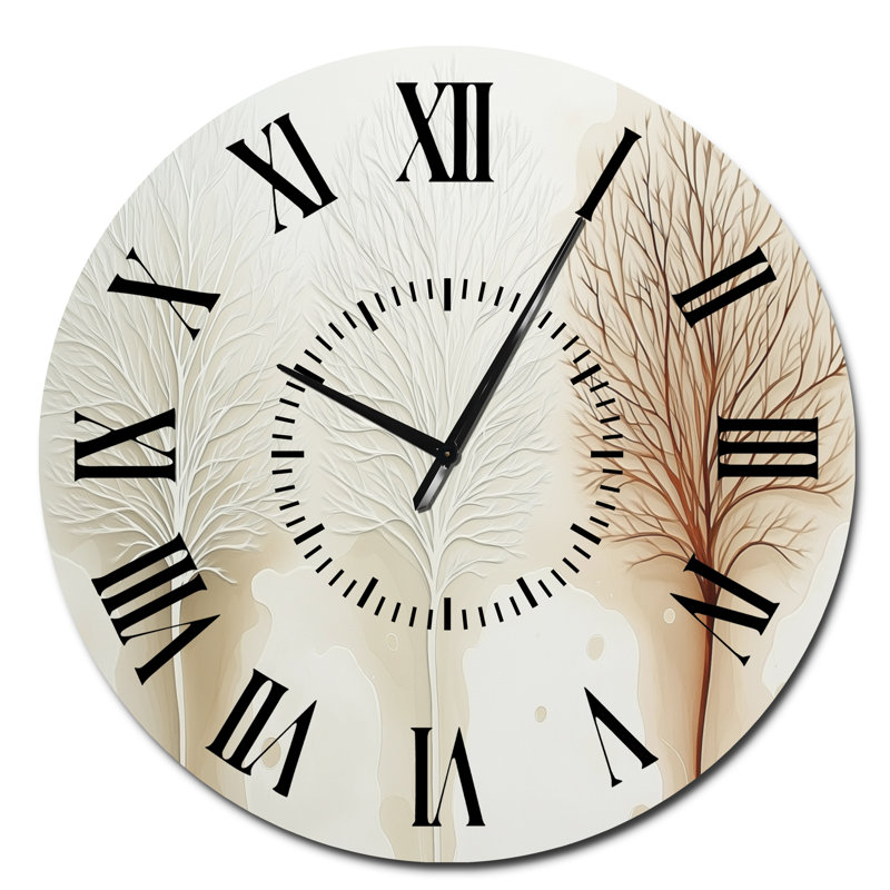 Trois grandes tiges de tranquillité - grande horloge murale en métal beige bohémien, Surdimensionné