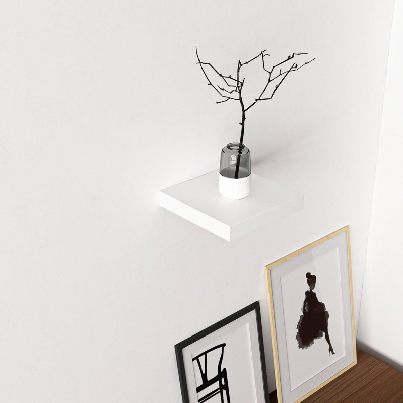 Étagère murale moderne Colesen, blanc, 9,1 x 1,4 x 9,1 pouces | 100% panneau de particules enduit de mélamine, épaisseur: 0,7 pouce | Conception élégante de couleur unie, parfaite pour la décoration intérieure et l'organisation de petits espaces, facile à installer