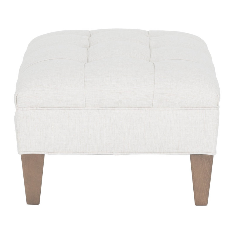 Dominique Leather Ottoman, 1183 Dove, Walnut