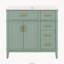 Meuble-lavabo moderne vert clair de 91 cm (36 po) avec lavabo en céramique, porte à fermeture en douceur et 4 tiroirs de rangement