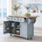 Blue Kitchen Cart With Adjustable Storage & Drop, 5 Wheels, Island 3 Drawers For Functional Living Space-1897282129
