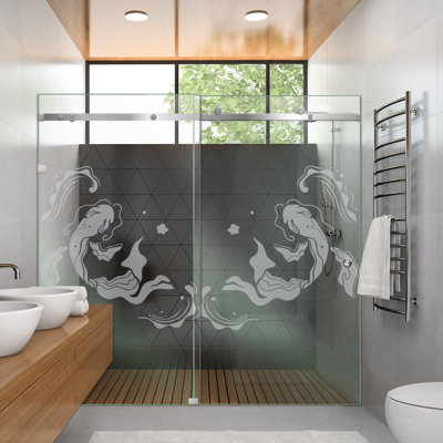 Cabine de douche coulissante en verre l 56 po x H 80 po