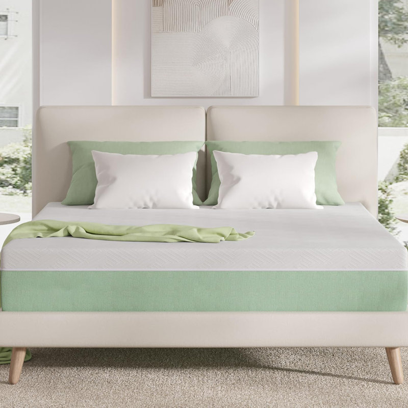 Matelas vert en mousse viscoélastique imprégnée de gel à mémoire de forme, 10", Grand lit