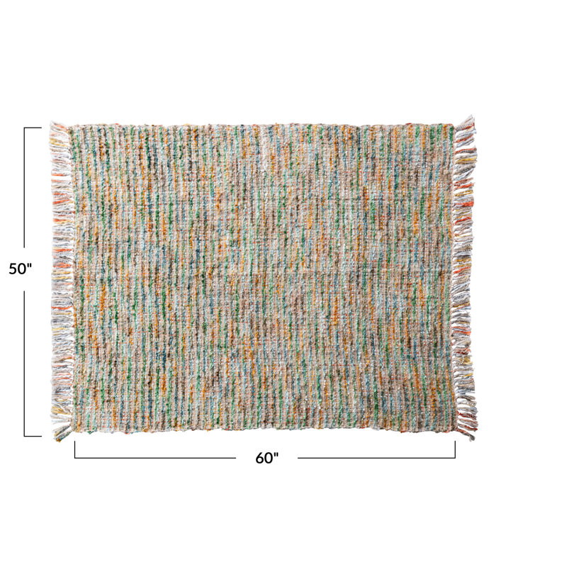 Woven Acrylic Boucle Throw Blanket with Fringe