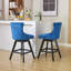 Tabourets de bar pivotants en velours avec décoration capitonnée à boutons et pieds en bois, garniture cloutée chromée, chaises de bar style loisirs, tabourets de bar, ensemble de 2