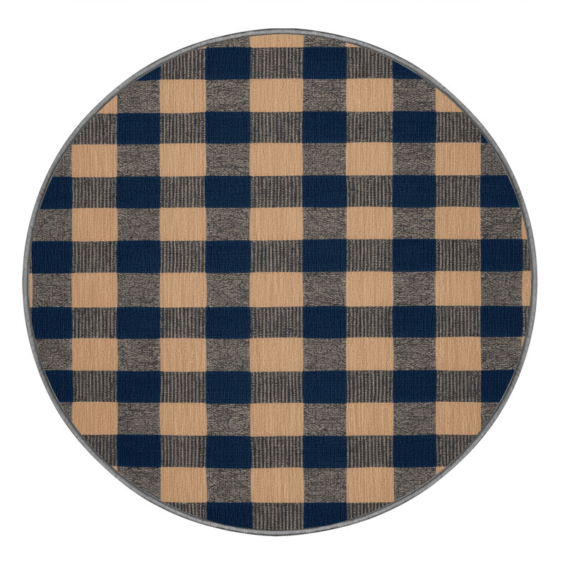 Machine Washable Checkered Gray Area Rug