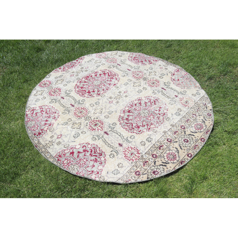 Tapis turc beige Anatolian rétro pour rehausser le décor du salon