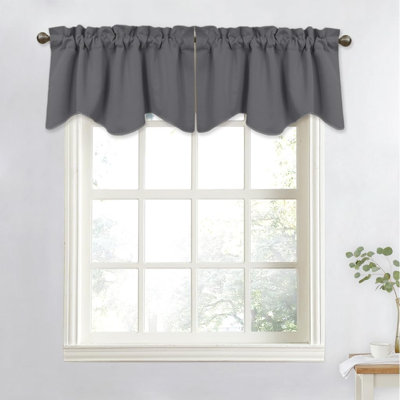 Thermal Room Darkening Valance - Short Curtain 52 Inches By 18 Inches Scalloped Valance For Living Room, Kids Room, Dorm, Nursery, Kitchen, Bow Window (Single Panel)