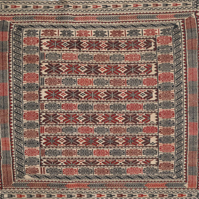 Tapis oriental orange / vert