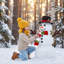 Ensemble de 4 décorations en bois bonhomme de neige-238672410
