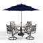 Ensemble de salle à manger pour 4 personnes 37 "avec coussins et parasol Leonard Square