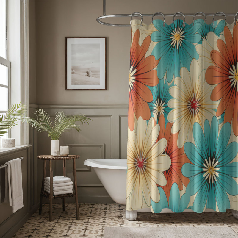Boho Petal Symphony - Premium Shower Curtain, 74"H x 71"W