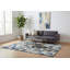 Tapis bleu à motif géométrique-22280857