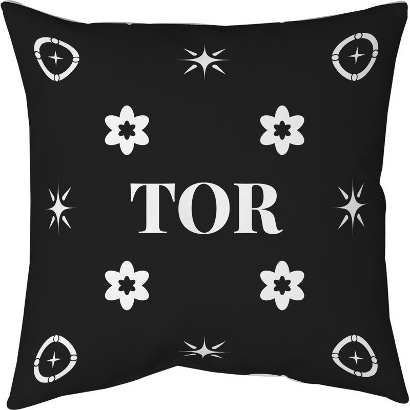 Coussin en coton Toronto, Toronto blanc / noir, H 26 po x l 26 po