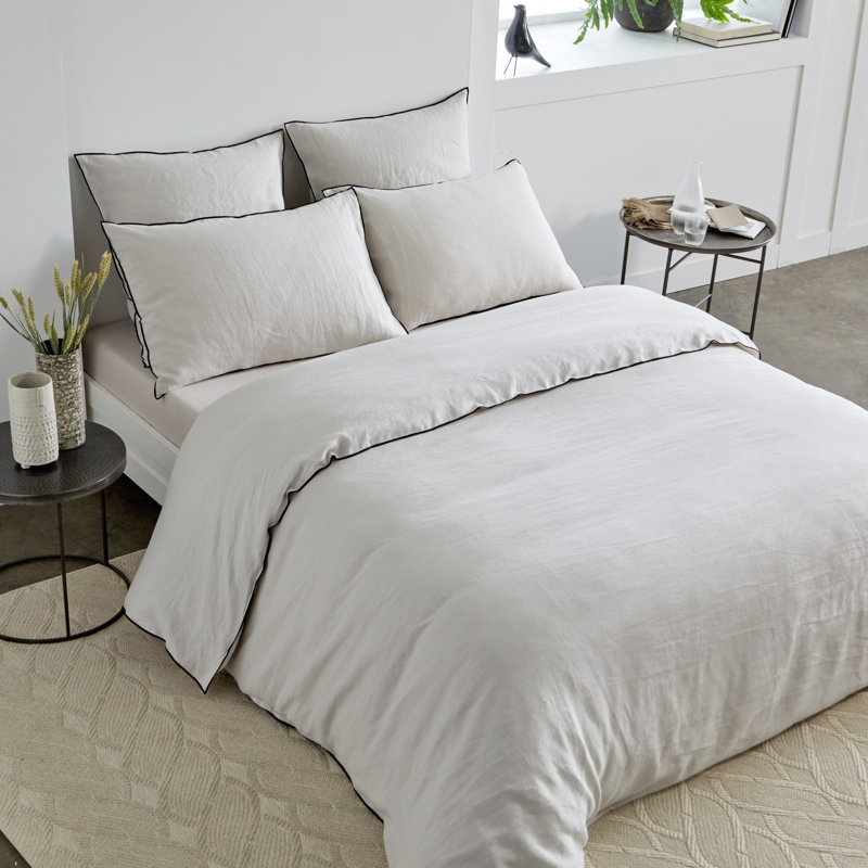 Dziedzic 100% Linen Solid Colour Duvet Cover, Light Beige
