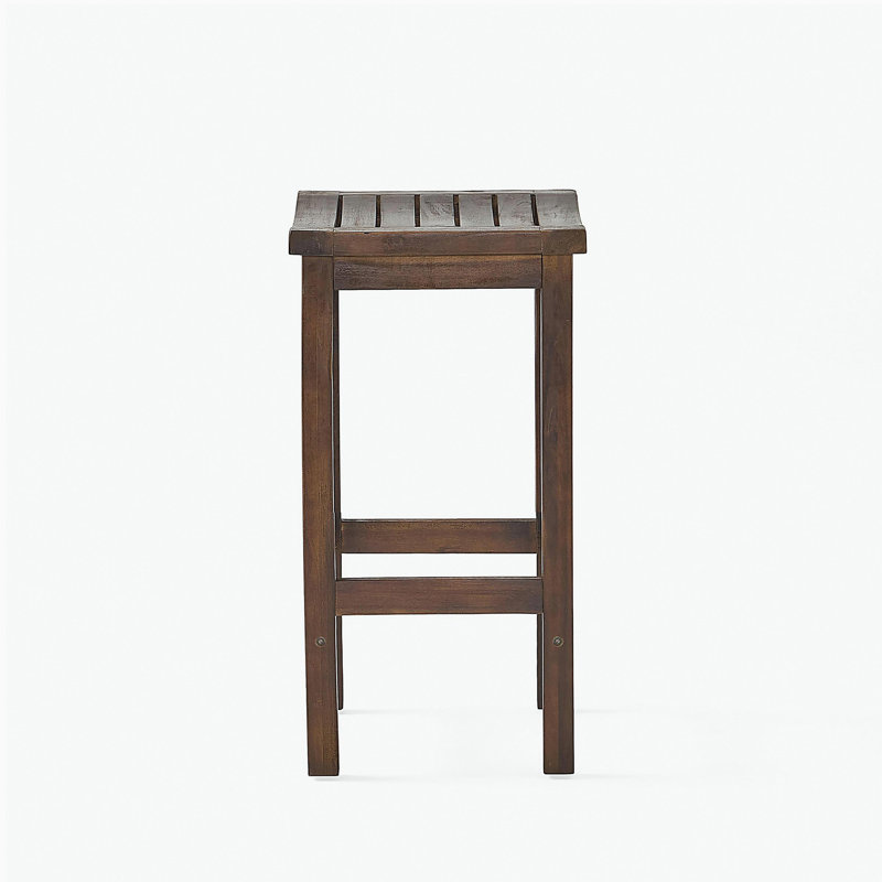 Tabouret de bar d'extérieur à hauteur de comptoir en bois d'acacia, ensemble de 2, finition brun acajou