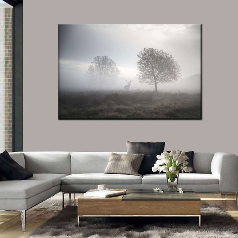 «Hunting at Dusk», reproduction sur toile tendue, H 34 po x l 51 po x P 1,25 po