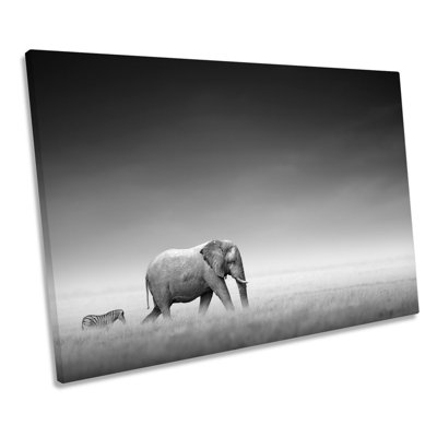 Elephant Zebra Safari - Wrapped Canvas Print