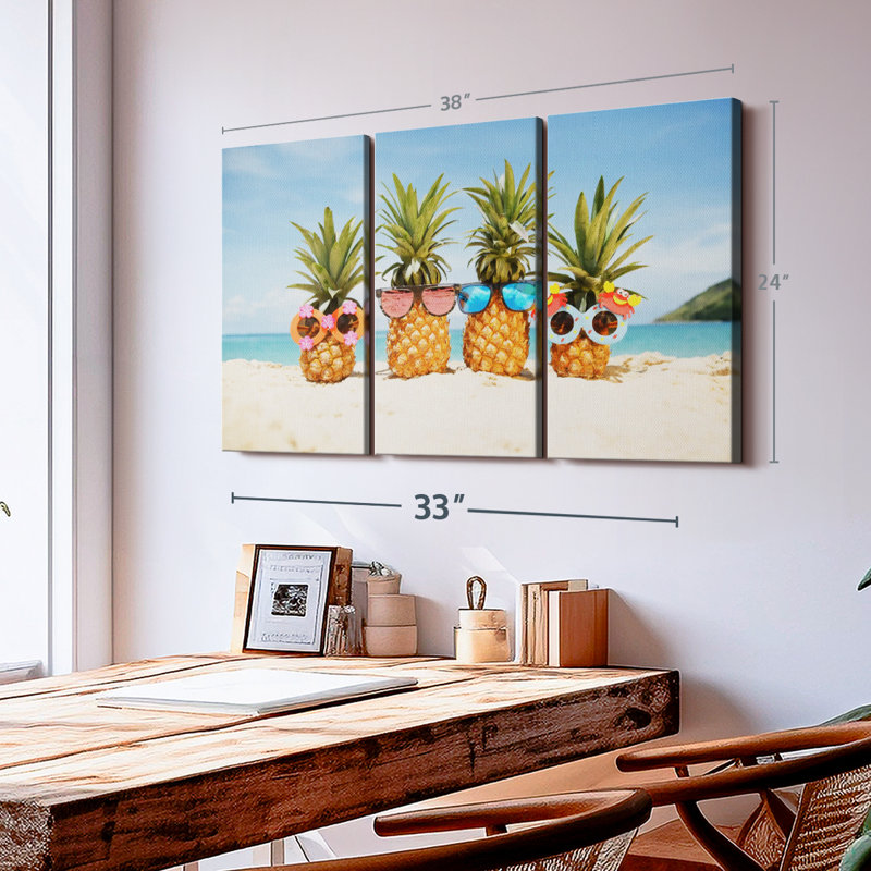 "Drôle d'ananas" sur toile, H 24 po x l 38 po