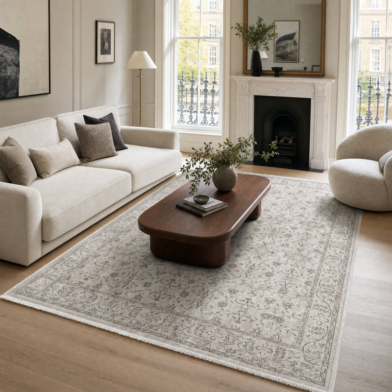 Vintage Look Cotton and Chenille Flatweave Area Rug, 160 cm round