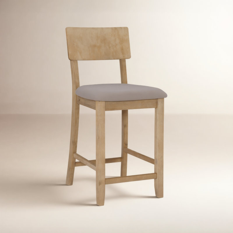 Tabouret de bar et de comptoir rembourré Andelo, Siège gris / cadre gris délavé