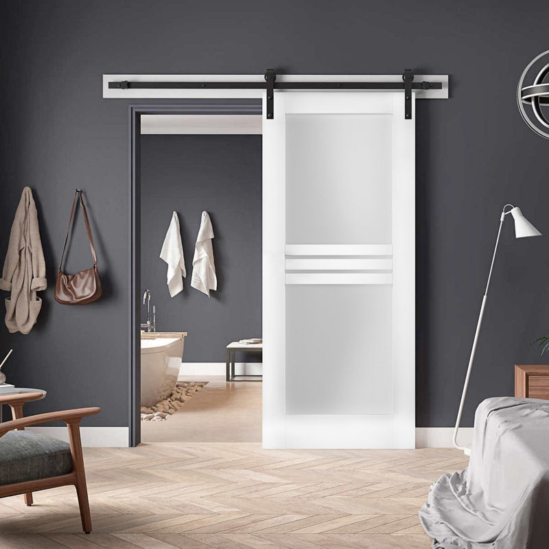 Porte de grange moderne 4 portes Melite 7222, 42 po x 84 po