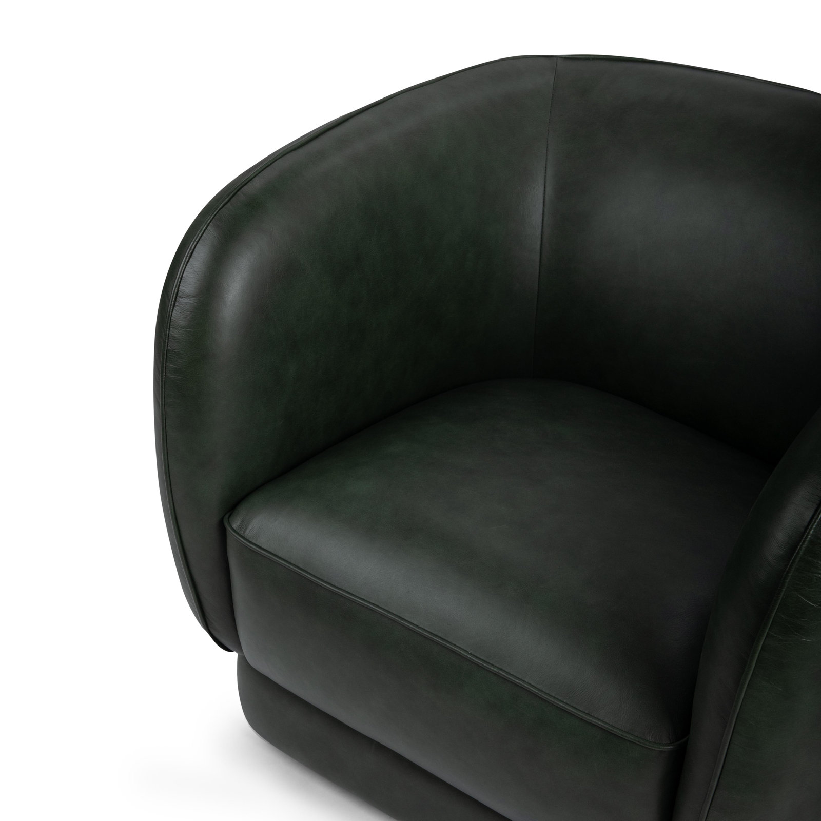 Rinner Swivel Club Chair, Hunter Green Genuine Leather