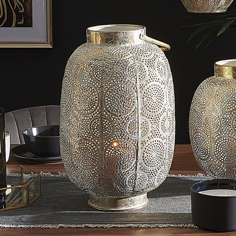 Lantau Metal Tabletop / Centrepiece Lantern, 40cm H x 25cm W x 25cm D