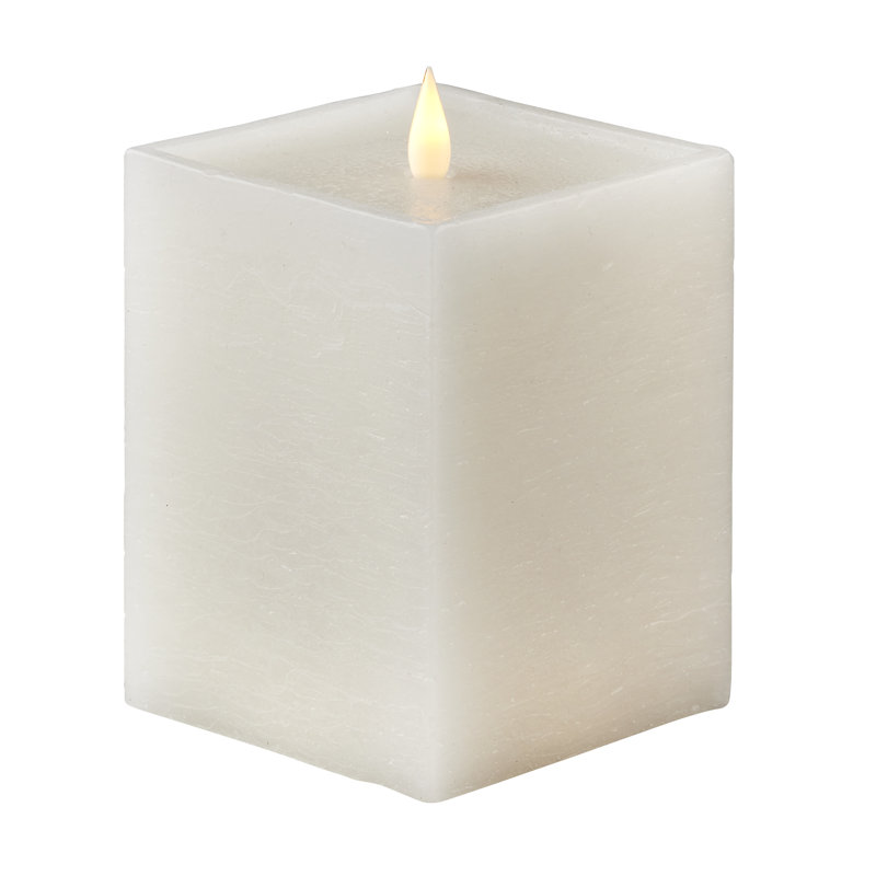 Classic Motion Flameless Square Candle, White, 6" x 4" Flameless