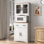 Armoire de cuisine en bois avec portes et tiroir encadrées en verre, parfaite pour le rangement organisé et l'esthétique moderne