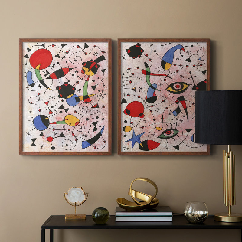 «Miro Memoirs I», reproduction encadrée de qualité supérieure - prête à être accrochée - aucun clou requis - aucun clou requis