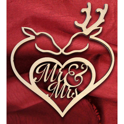 Enseigne de mariage en bois cardiaque mr. et mme