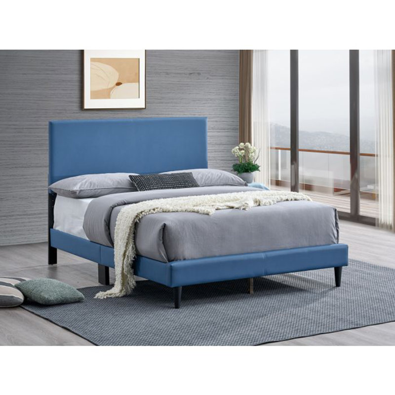 Base de lit plateforme moderne, Bleu, Double