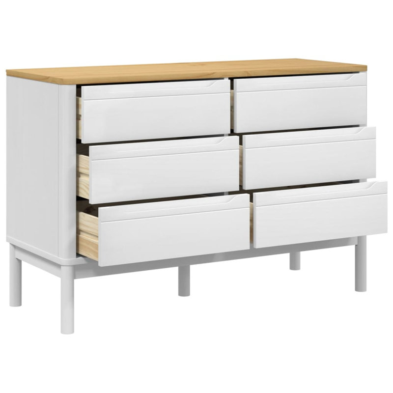 Latitude Run® Chest Of Drawers FLORO Solid Wood Pine, Brown/White