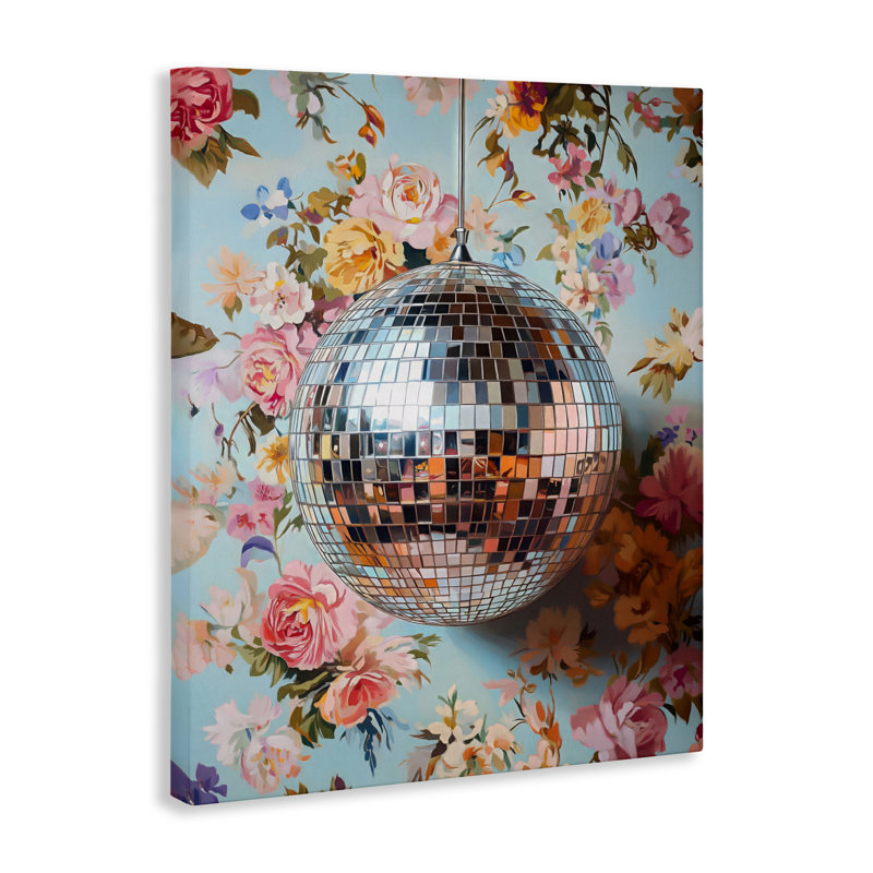 Toile florale à motif de boule disco, design par LSR Design Studio, H 40 po x l 30 po