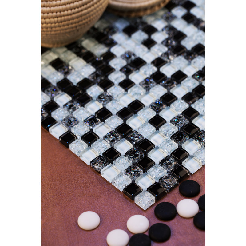 Mesh Pess Grid Stone Tile, Black/White