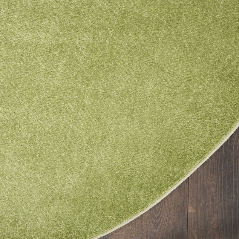 Mullican Sandy Solid Green Easy Care Indoor/Outdoor Area Rug, Round 6'