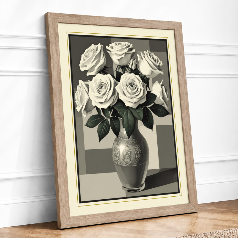 Rose Arrangement Study Botanical - Print, A1 - 84.1 x 59.4 cm, Oak