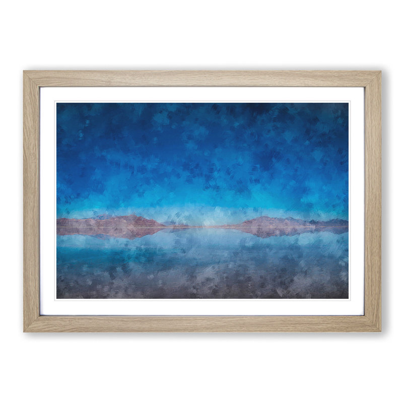 The Great Salt Lake In Utah - Single Picture Frame Painting on MDF, Oak, 33cm H x 45cm W x 2cm D
