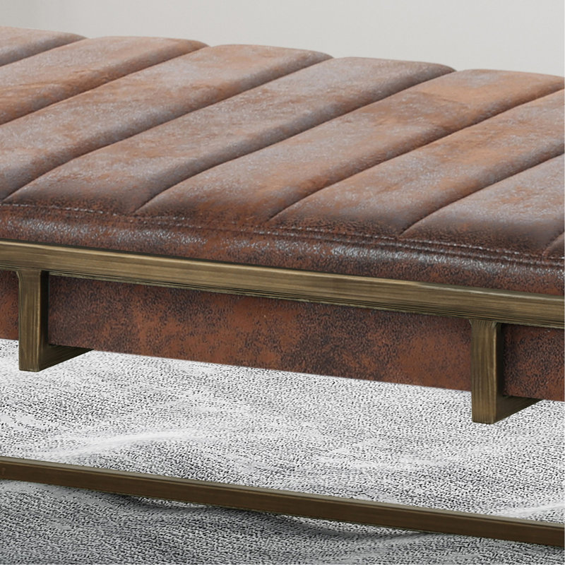 Brown Suede Upholstered Metal Bench, Brushed Gold Finish, Comfortable For Social Interaction, Classic Design, And Long - Lasting, 49 In Depth, 25 Width, 16 Height