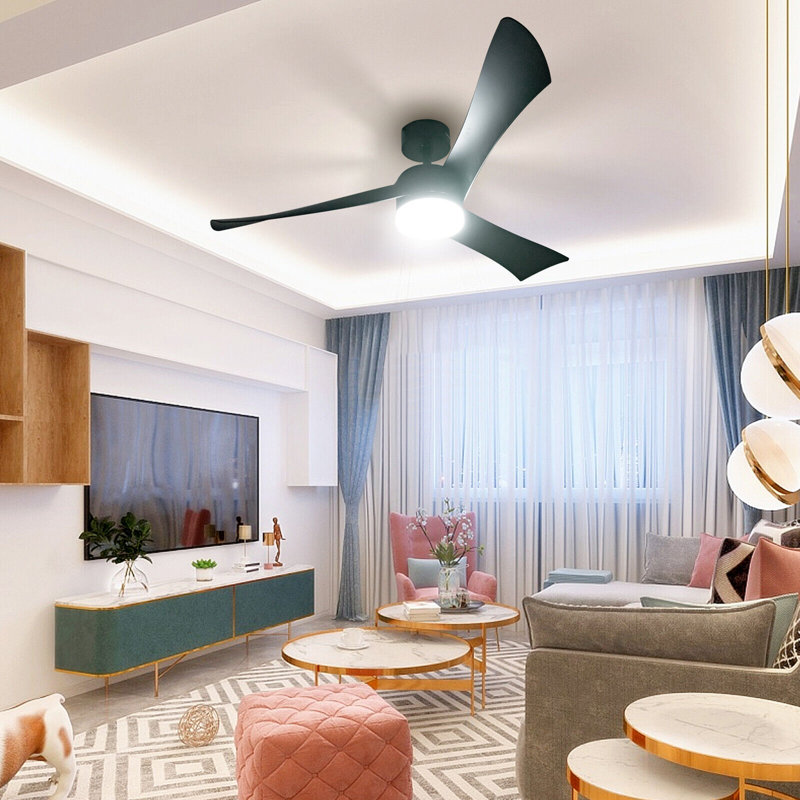 Figgins 52'' Ceiling Fan with Light Kit, Black